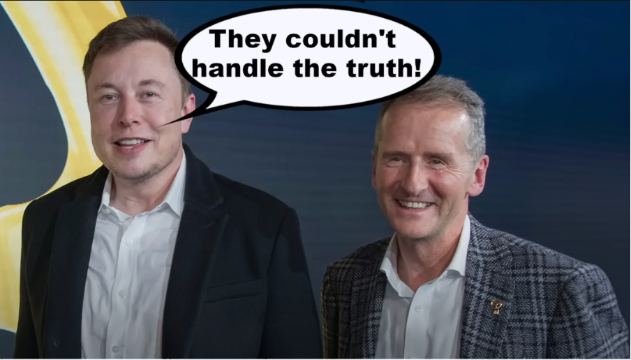 Elon Musk and the VW Group's former chief, Herbert Diess.